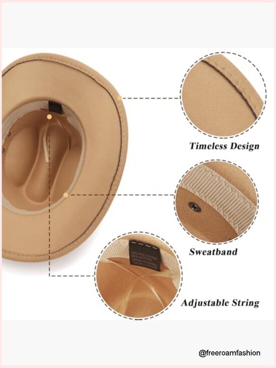 Western Cowboy Hat Unisex Felt Wide Brim Rolled Up Caps Outdoor Party Costume main image 7
